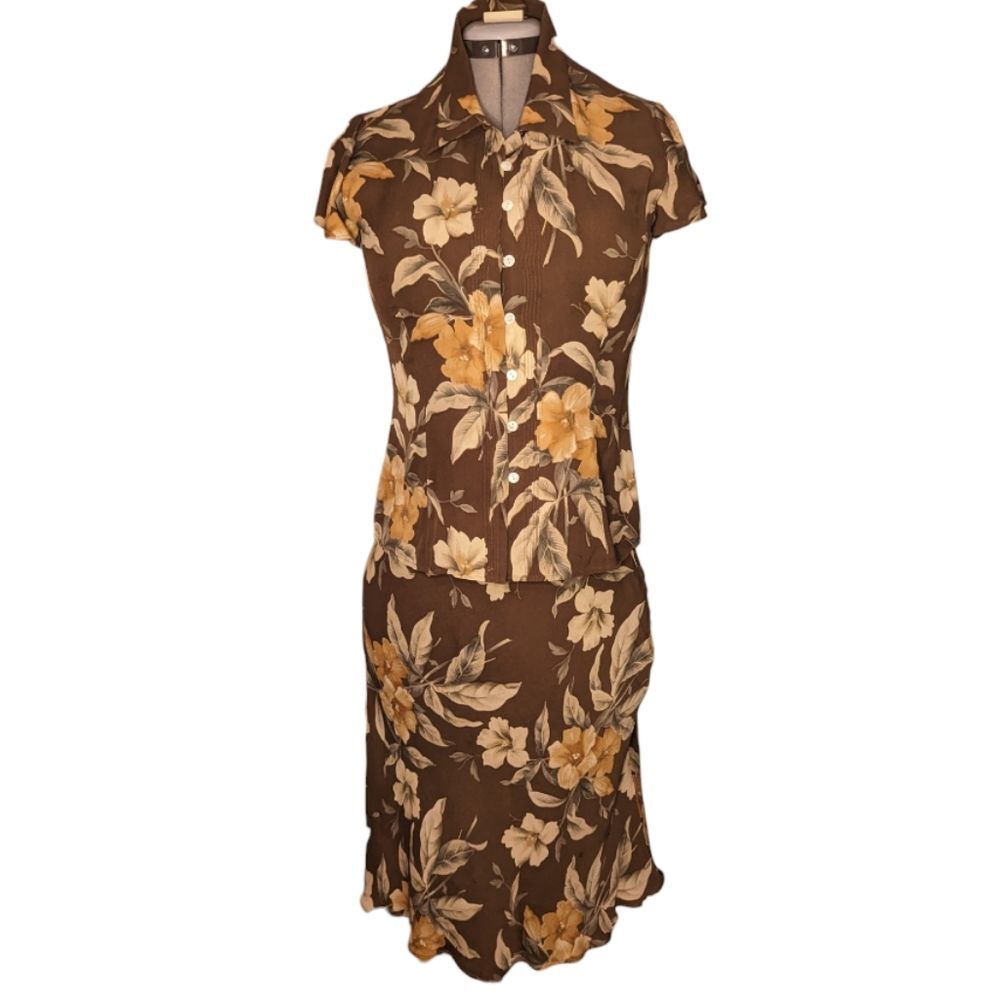 Women's Vintage Jones New York Floral Jacquard Neutral Skirt Set, Size 8